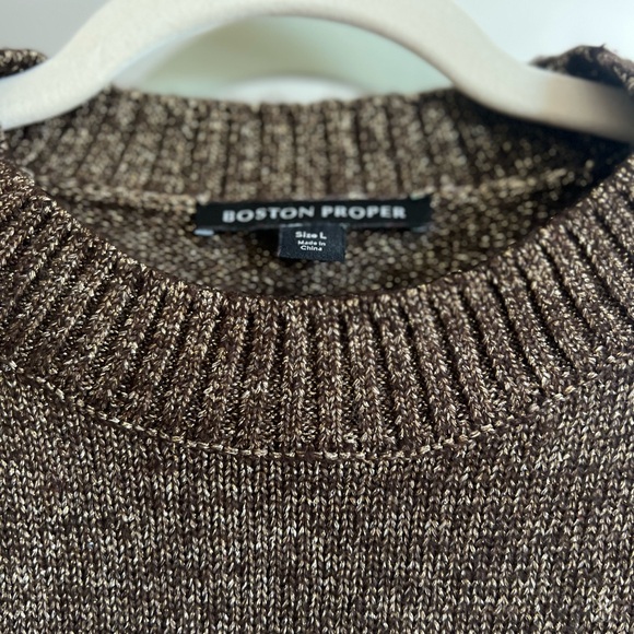 Boston Proper Dark Brown Sweater with Faux Fur Cuffs - Picture 3 of 5